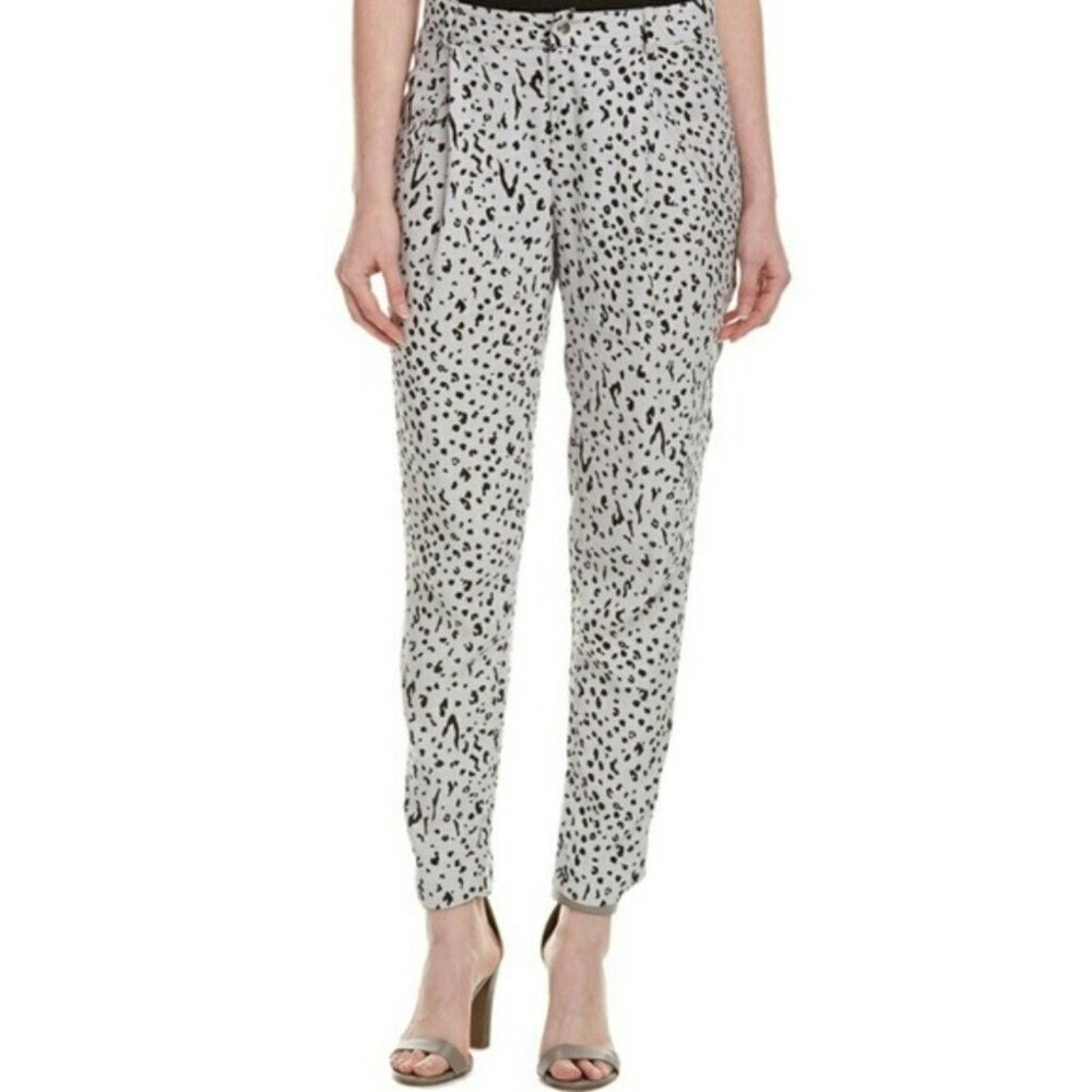 NWT Michael Stars Womens Size Medium Gray Slim Leg Animal Print Crepe Pants NEW